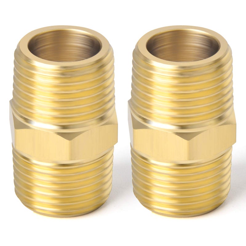 TAISHER 5PCS Brass Pipe Fitting Adapter, Hex Nipple, 1/2-Inch Male Pipe x 1/2-Inch Male Pipe - Image 5